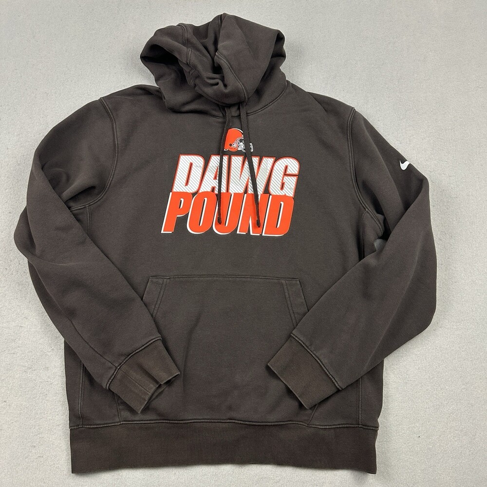 Cleveland Browns Hoodie Men Medium Brown Orange Nike Dog Pound Sweatshirt M